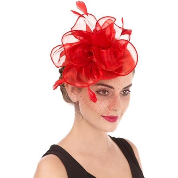 Accessories - Women's Fascinators Feathers Headband Red